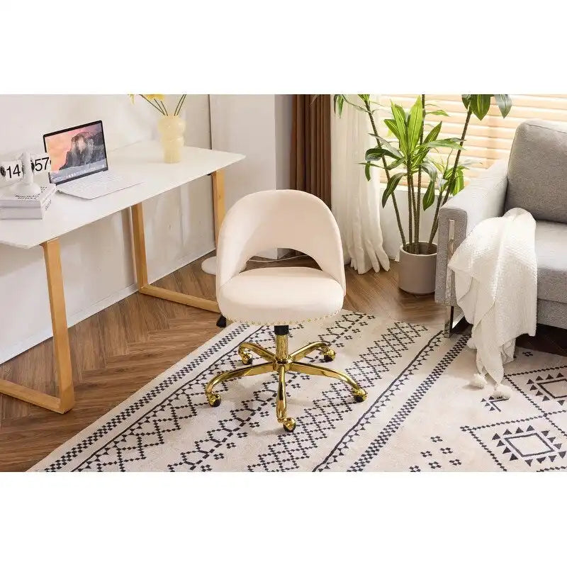 Chaise de bureau en velours, fauteuil pivotant, chaises de bureau modernes et mignonnes en tissu avec roulettes pour le bureau à domicile