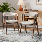 Chaises de salle à manger en bois bouclé style milieu du siècle de Furniture of America Shaw (ensemble de 2)