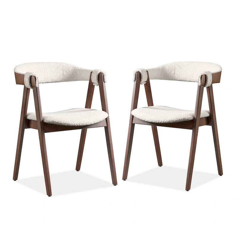 Chaises de salle à manger en bois bouclé style milieu du siècle de Furniture of America Shaw (ensemble de 2)