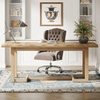 Bureau d'ordinateur de 160 cm (63 pouces), table d'écriture rectangulaire avec pieds en bois massif et plateau épais