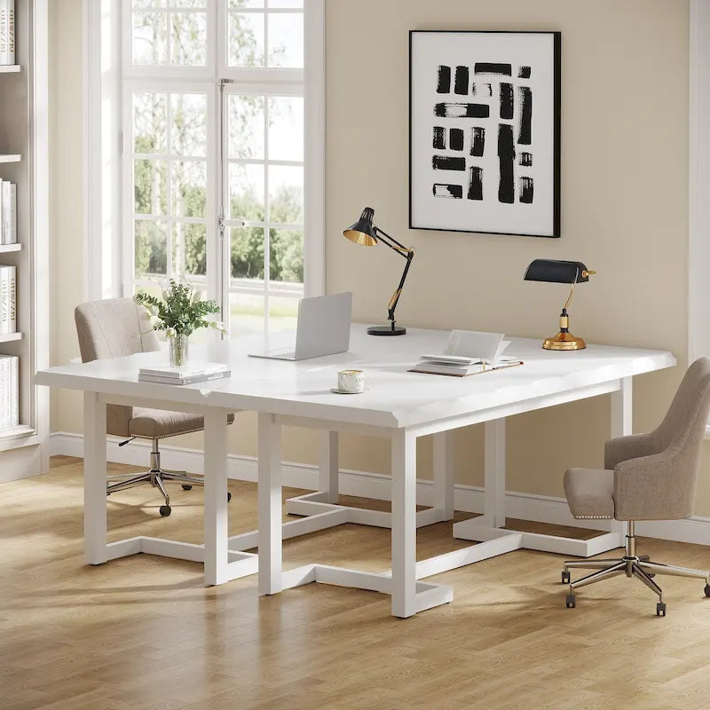 Bureau d'ordinateur de 160 cm (63 pouces), table d'écriture rectangulaire avec pieds en bois massif et plateau épais