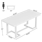 Bureau d'ordinateur de 160 cm (63 pouces), table d'écriture rectangulaire avec pieds en bois massif et plateau épais
