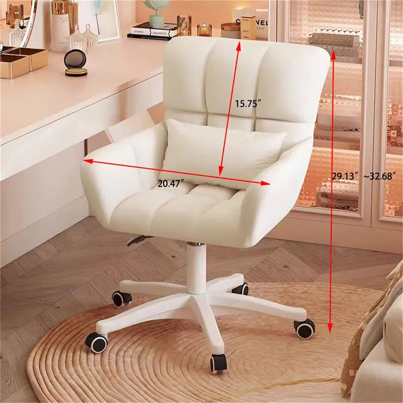 Chaise de bureau rembourrée avec coussin, pivotante à 360°