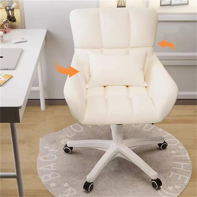 Chaise de bureau rembourrée avec coussin, pivotante à 360°