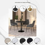 Table de salle à manger ronde Bristol 35 pour 4 personnes avec plateau en pierre frittée et piètement noir, idéale pour la cuisine et la salle à manger.