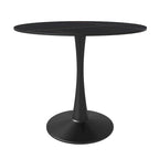 Table de salle à manger ronde Bristol 35 pour 4 personnes avec plateau en pierre frittée et piètement noir, idéale pour la cuisine et la salle à manger.