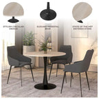 Table de salle à manger ronde Bristol 35 pour 4 personnes avec plateau en pierre frittée et piètement noir, idéale pour la cuisine et la salle à manger.