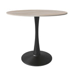 Table de salle à manger ronde Bristol 35 pour 4 personnes avec plateau en pierre frittée et piètement noir, idéale pour la cuisine et la salle à manger.