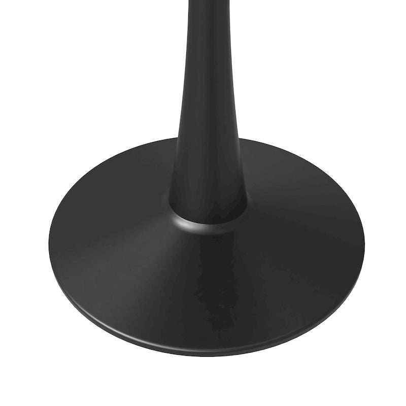 Table de salle à manger ronde Bristol 35 pour 4 personnes avec plateau en pierre frittée et piètement noir, idéale pour la cuisine et la salle à manger.