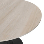 Table de salle à manger ronde Bristol 35 pour 4 personnes avec plateau en pierre frittée et piètement noir, idéale pour la cuisine et la salle à manger.