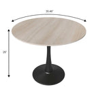 Table de salle à manger ronde Bristol 35 pour 4 personnes avec plateau en pierre frittée et piètement noir, idéale pour la cuisine et la salle à manger.