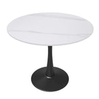 Table de salle à manger ronde Bristol 35 pour 4 personnes avec plateau en pierre frittée et piètement noir, idéale pour la cuisine et la salle à manger.