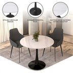 Table de salle à manger ronde Bristol 35 pour 4 personnes avec plateau en pierre frittée et piètement noir, idéale pour la cuisine et la salle à manger.