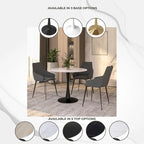 Table de salle à manger ronde Bristol 35 pour 4 personnes avec plateau en pierre frittée et piètement noir, idéale pour la cuisine et la salle à manger.