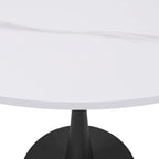 Table de salle à manger ronde Bristol 35 pour 4 personnes avec plateau en pierre frittée et piètement noir, idéale pour la cuisine et la salle à manger.