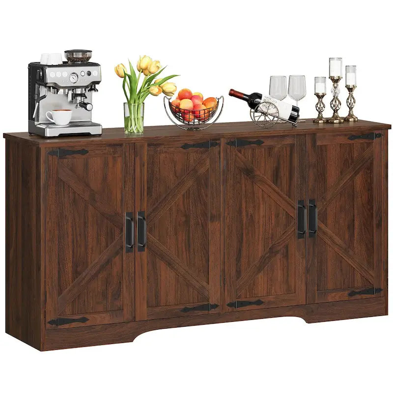 Buffet/meuble-bar Moasis Farmhouse à quatre portes avec rangements pour cuisine et salon