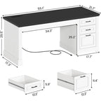 Bureau d'ordinateur de style campagnard avec armoire de rangement à tiroirs