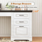 Bureau d'ordinateur de style campagnard avec armoire de rangement à tiroirs