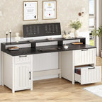 Bureau d'ordinateur de style campagnard avec armoire de rangement à tiroirs