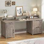 Bureau d'ordinateur de style campagnard avec armoire de rangement à tiroirs