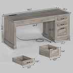 Bureau d'ordinateur de style campagnard avec armoire de rangement à tiroirs