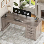 Bureau d'ordinateur de style campagnard avec armoire de rangement à tiroirs