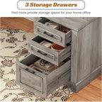Bureau d'ordinateur de style campagnard avec armoire de rangement à tiroirs