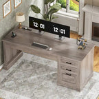 Bureau d'ordinateur de style campagnard avec armoire de rangement à tiroirs