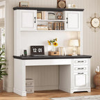 Bureau d'ordinateur de style campagnard avec armoire de rangement à tiroirs