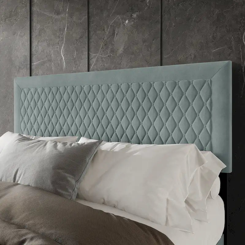 Tête de lit capitonnée en velours de style transitionnel CraftPorch