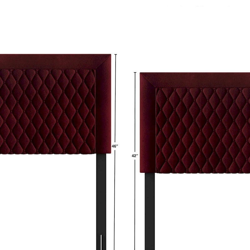 Tête de lit capitonnée en velours de style transitionnel CraftPorch