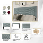 Tête de lit capitonnée en velours de style transitionnel CraftPorch