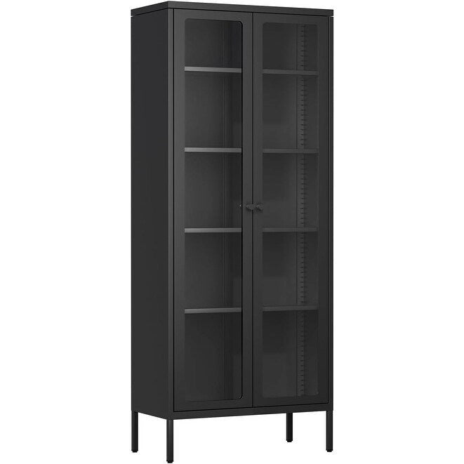 Vitrine vitrée de 67 pouces de haut avec portes en verre et 4 étagères réglables