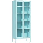 Vitrine vitrée de 67 pouces de haut avec portes en verre et 4 étagères réglables