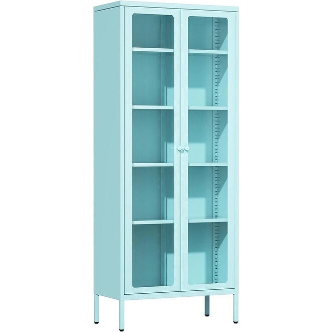 Vitrine vitrée de 67 pouces de haut avec portes en verre et 4 étagères réglables
