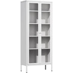 Vitrine vitrée de 67 pouces de haut avec portes en verre et 4 étagères réglables
