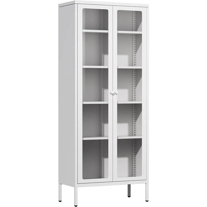 Vitrine vitrée de 67 pouces de haut avec portes en verre et 4 étagères réglables