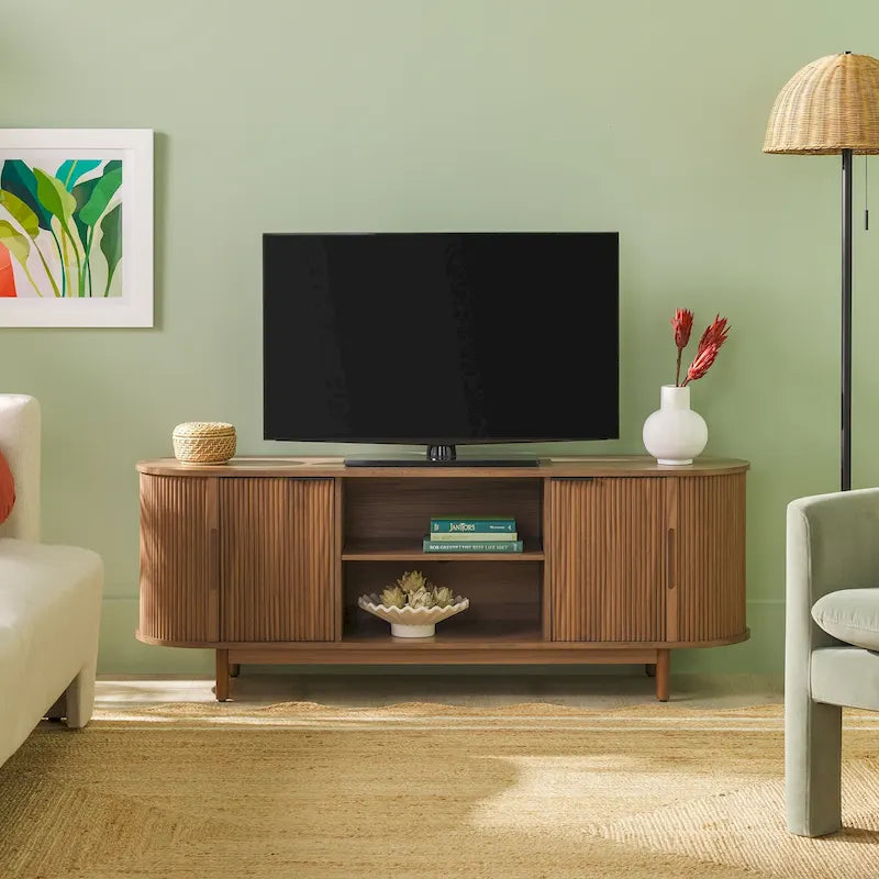 Meuble TV moderne Middlebrook à cannelures de 60 pouces et bords arrondis