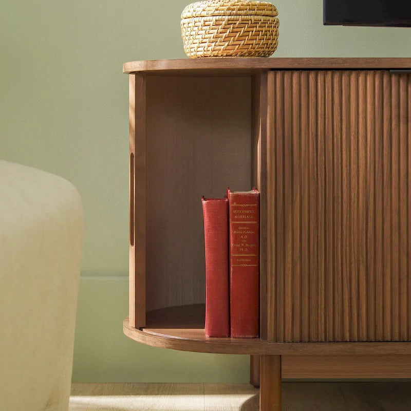 Meuble TV moderne Middlebrook à cannelures de 60 pouces et bords arrondis