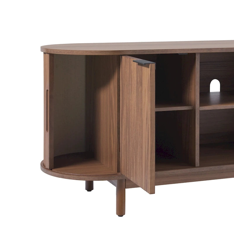 Meuble TV moderne Middlebrook à cannelures de 60 pouces et bords arrondis