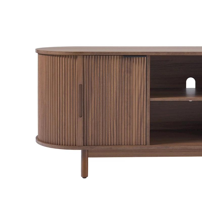 Meuble TV moderne Middlebrook à cannelures de 60 pouces et bords arrondis