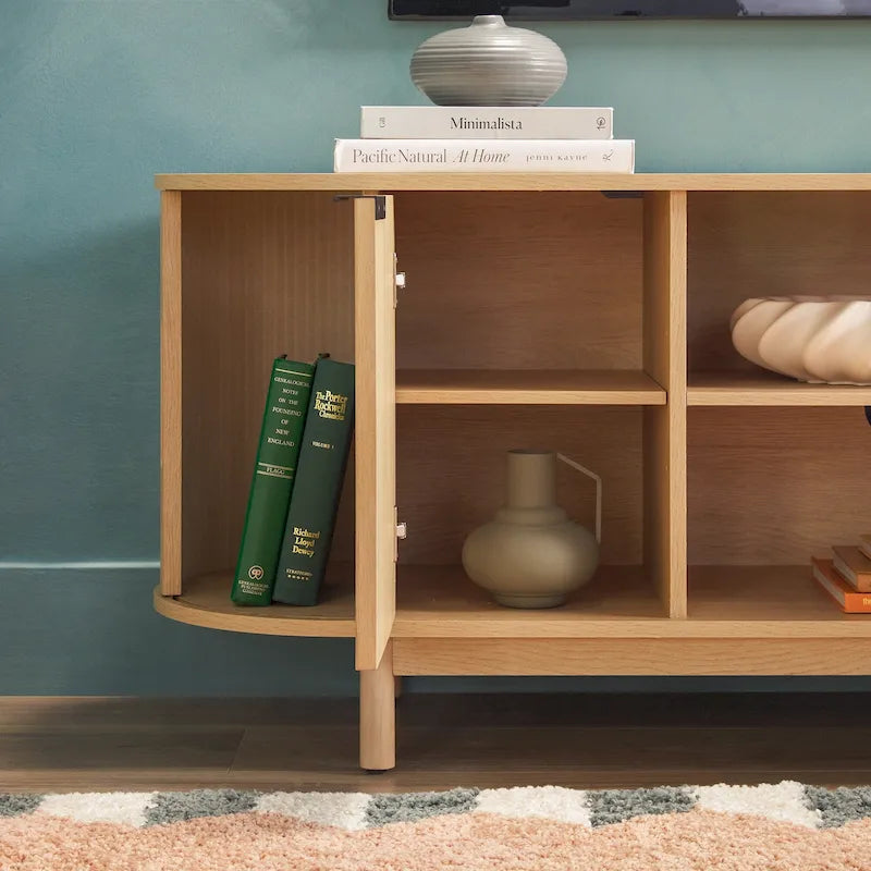 Meuble TV moderne Middlebrook à cannelures de 60 pouces et bords arrondis