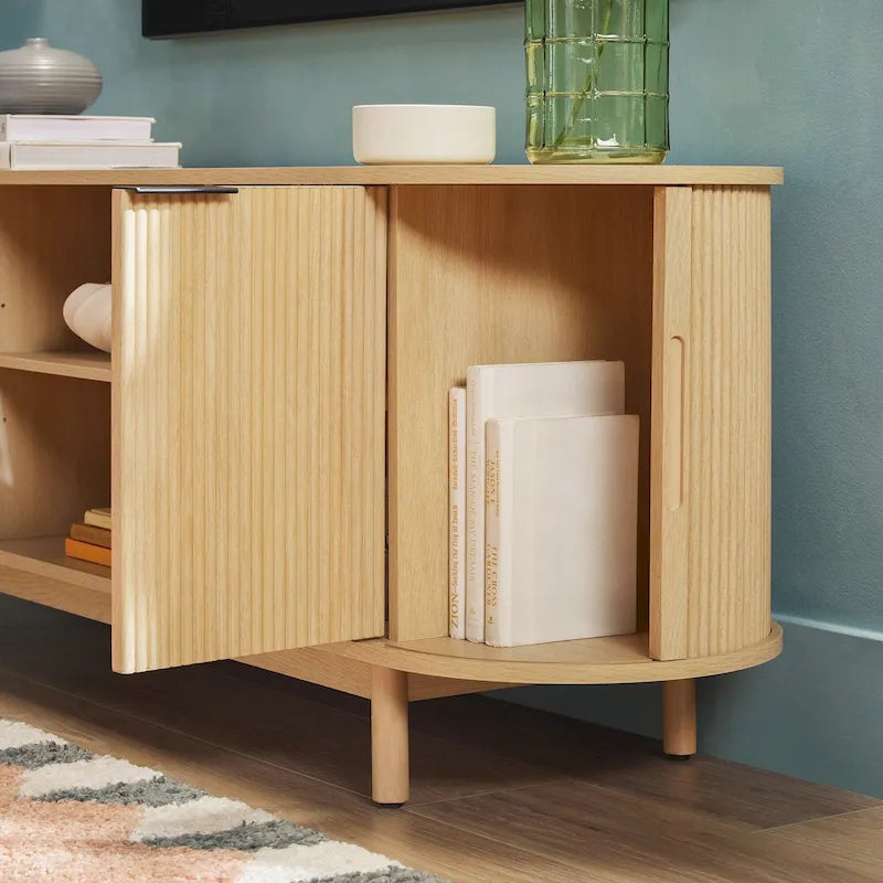 Meuble TV moderne Middlebrook à cannelures de 60 pouces et bords arrondis