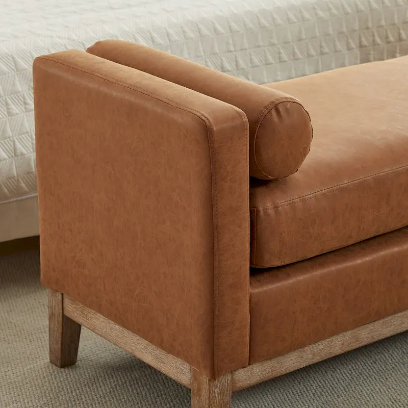Banc de chambre avec coussins et pieds en bois massif pour salon et entrée