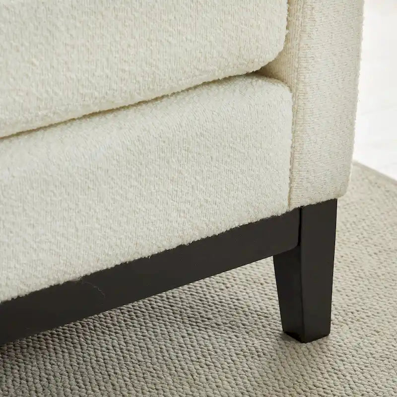 Banc de chambre avec coussins et pieds en bois massif pour salon et entrée