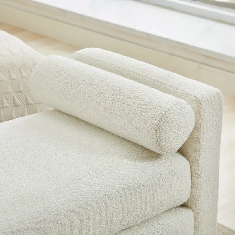Banc de chambre avec coussins et pieds en bois massif pour salon et entrée