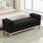 Banc de chambre avec coussins et pieds en bois massif pour salon et entrée