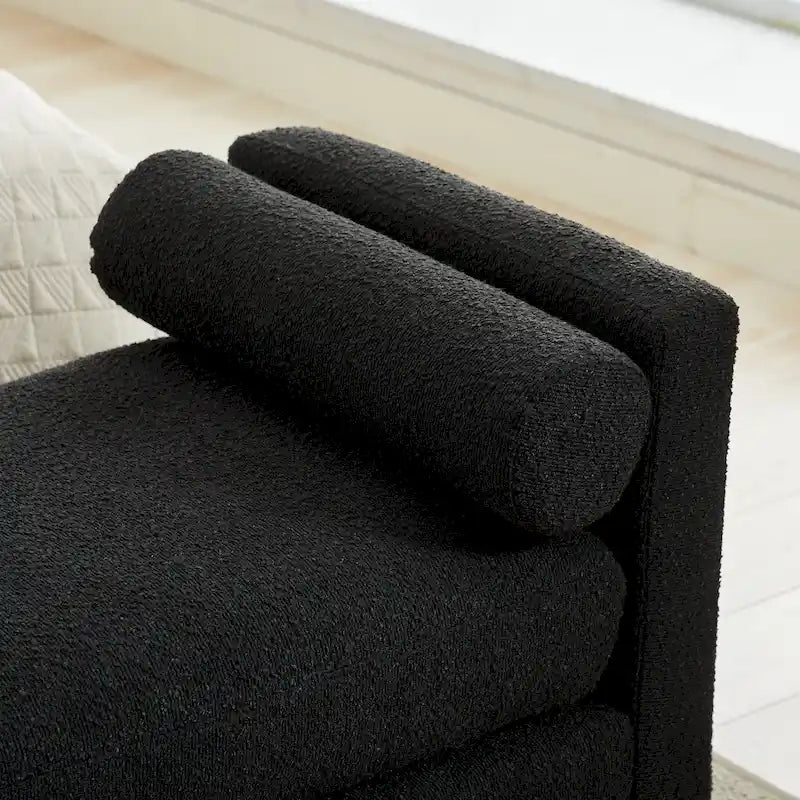 Banc de chambre avec coussins et pieds en bois massif pour salon et entrée