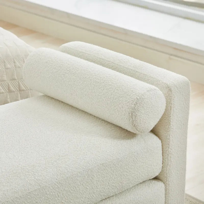Banc de chambre avec coussins et pieds en bois massif pour salon et entrée