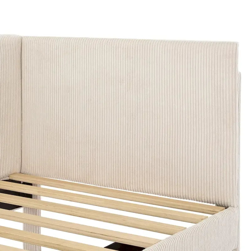 Cadre de lit rembourré avec 2 tiroirs de rangement